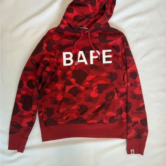 Bape Red and Black Camo Hoodie